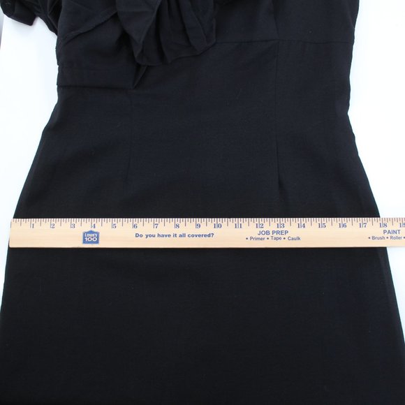 Morgane Le Fay Black Sleeveless Sheath Dress Asymmetric Apron Detail SZ S - Picture 14 of 16